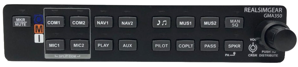 RealSimGear Garmin GMA 350 Audio Panel - FlyDeck 90